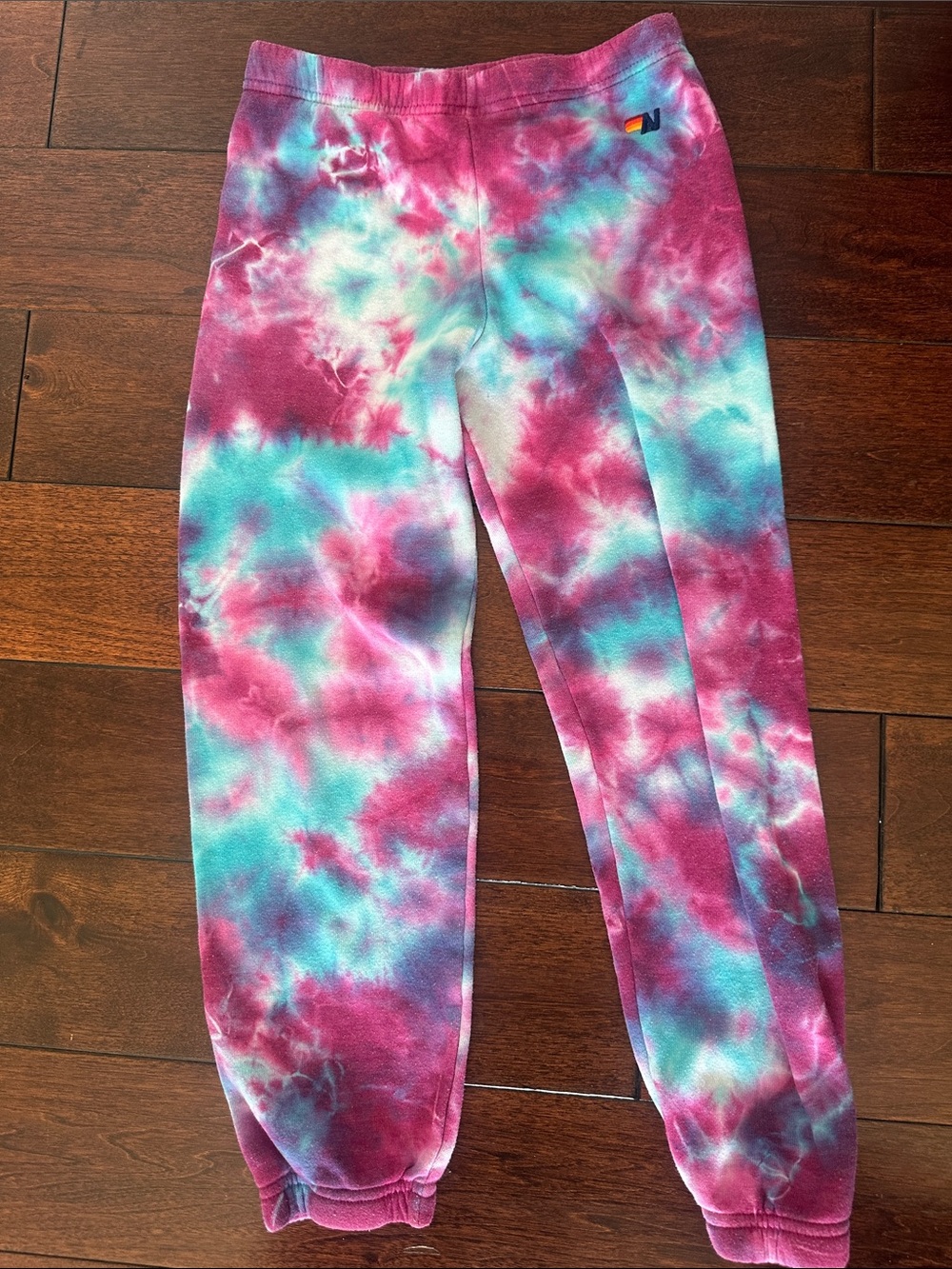 Aviator Nation Kids Tie-Dye Joggers in Pink & Teal